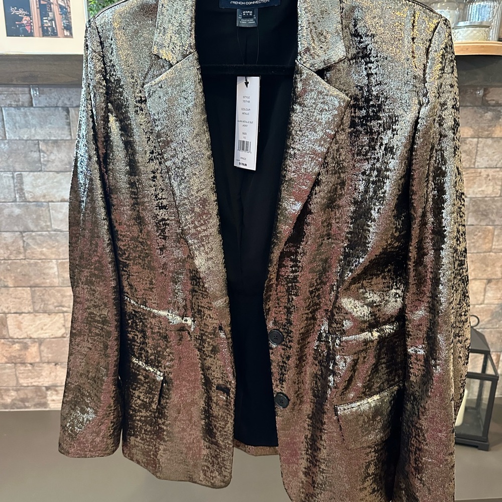 French Connection Gold and Shimmer Blazer
